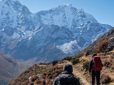 Trekkers walking during the Tabuche Base Camp Trek in Nepal